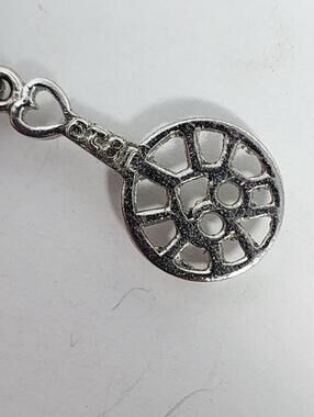 Sterling Silver Heart Pan Antique Vintage Bracelet Charm